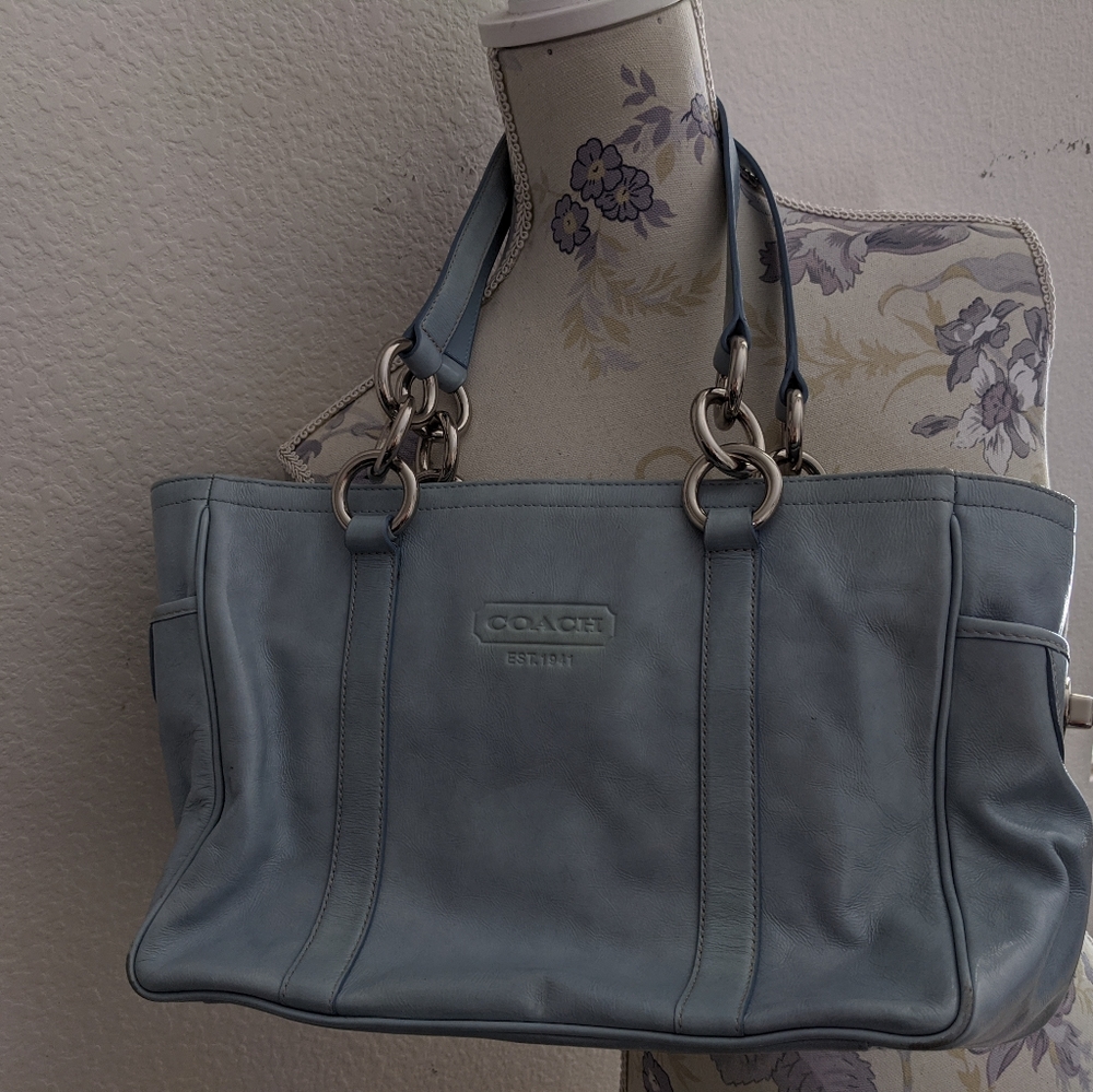 Coach Baby Blue Leather Tote